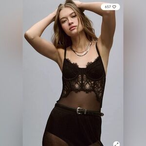 Anthropology black bodysuit SZ S